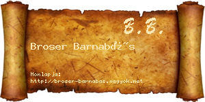 Broser Barnabás névjegykártya